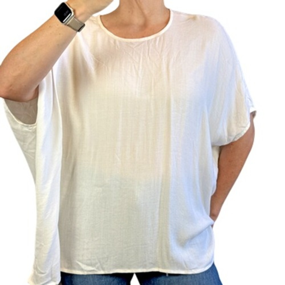 James Perse Lightweight Crepe Poncho Top Shirt Size 2/M Ivory‎ Viscose Wool NWT